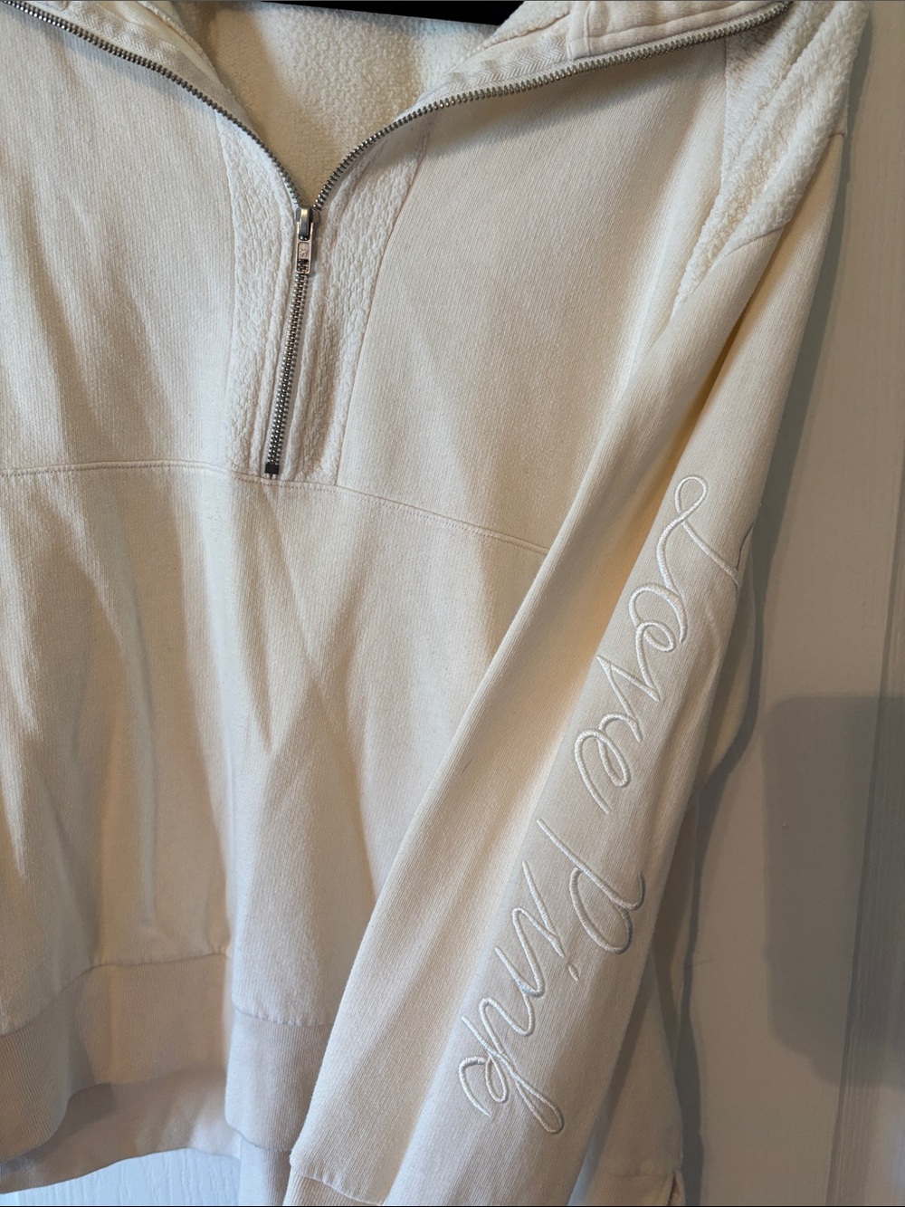 PINK Victoria's Secret Cream Half-Zip  Pullover